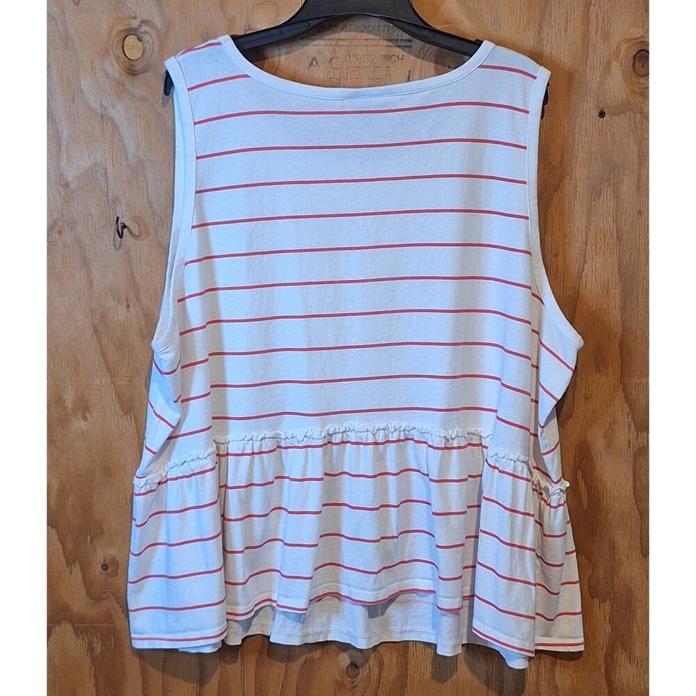 Torrid Tank Top Womens 4X/26 (Torrid Size 4) Pink White Striped Tiered Baby Doll - Picture 3 of 7